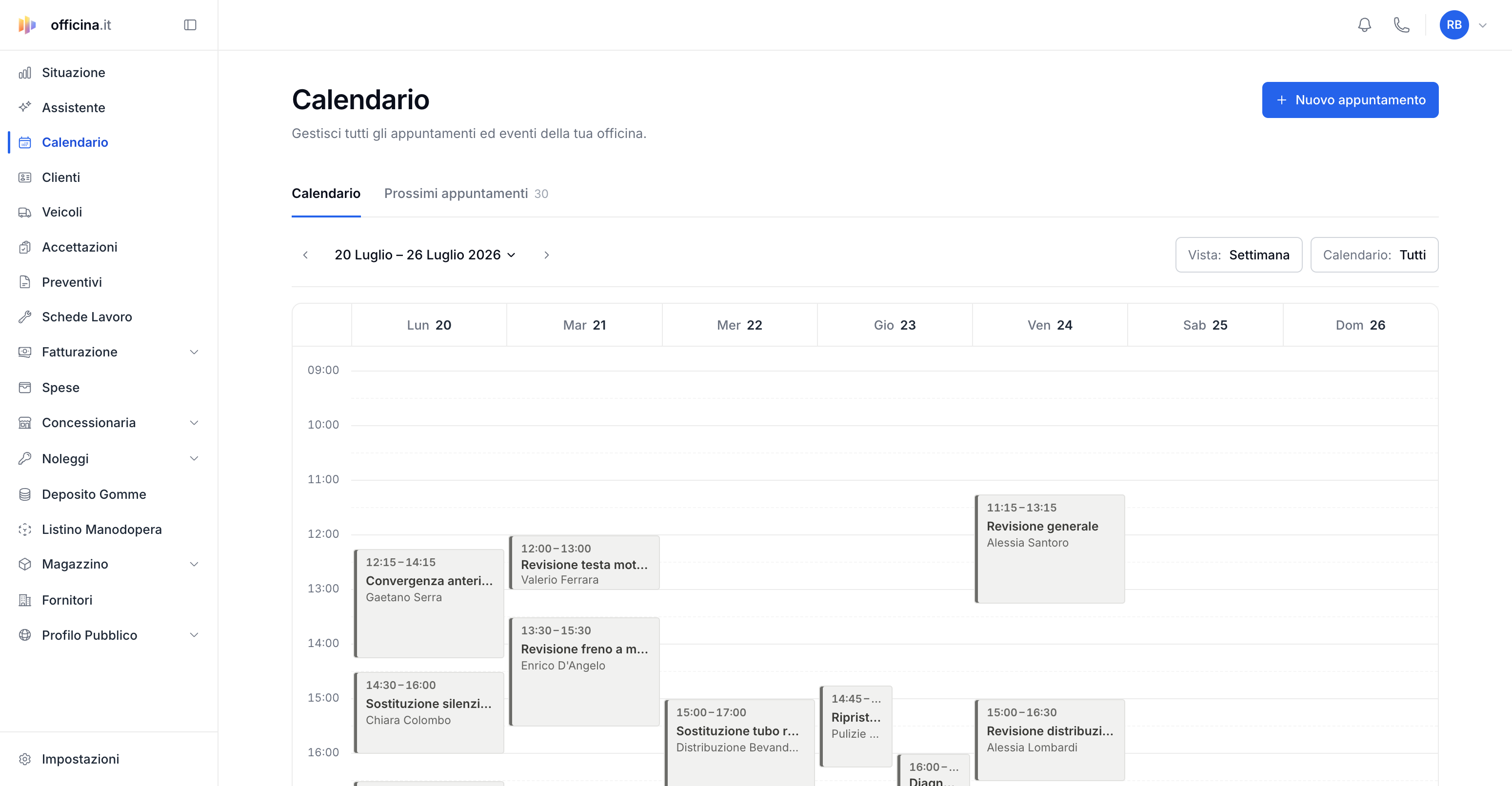 officina.it - Calendario appuntamenti
